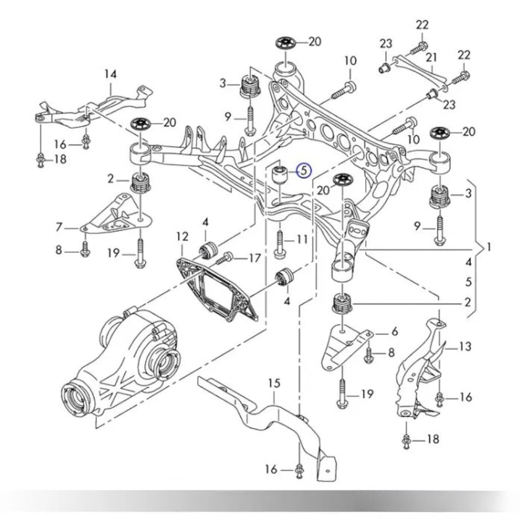 034 Motorsport - Support de différentiel en aluminium usiné - Audi A5/S5 B8