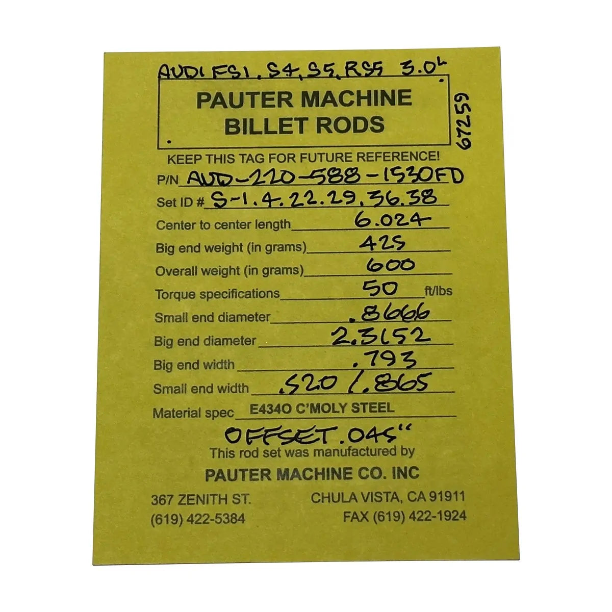 034 Motorsport Peuter 4340 Chromoly Drijfstangset voor Audi 09