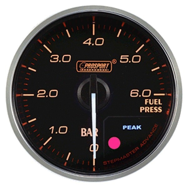 Manomètre de pression de carburant Prosport Supreme 52 mm, rouge et blanc