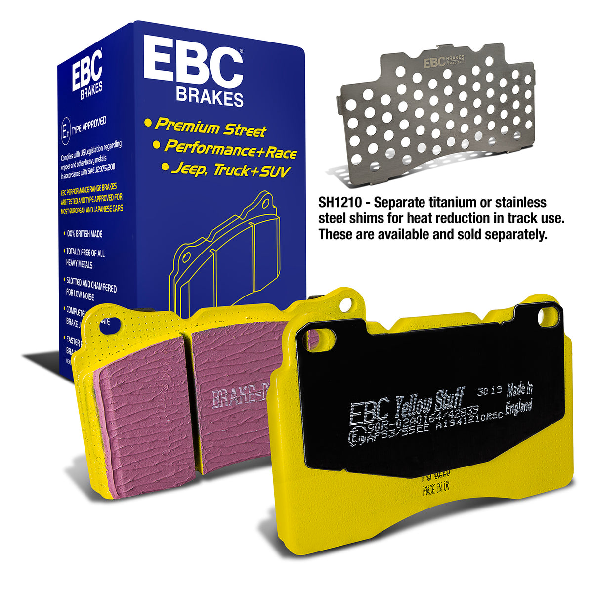 EBC Yellow Stuff remblokken vooras Honda Civic Type R FK2 / FK8 / FL5 en Lancer Evo 8 / 9 / 10