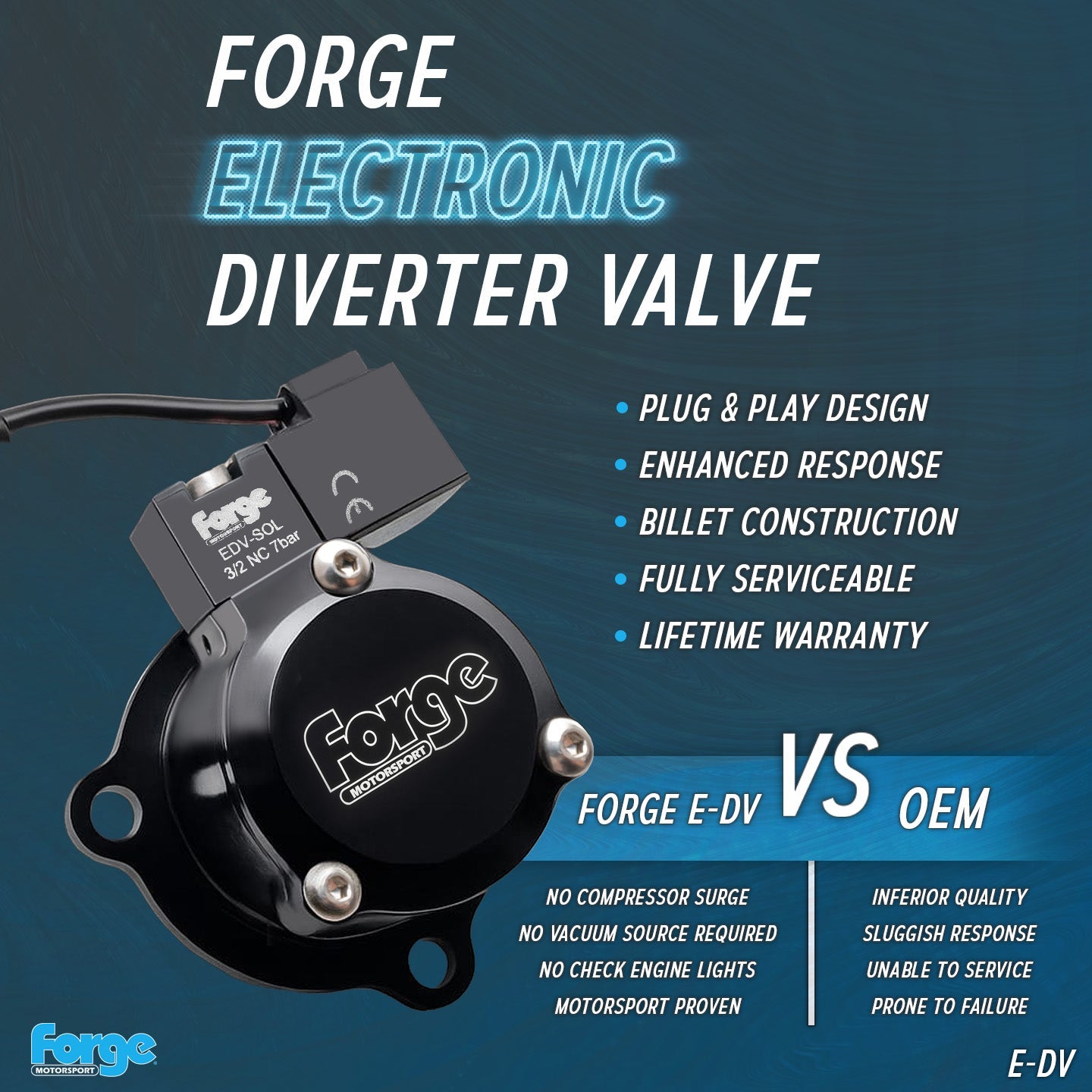 Soupape de dérivation Forge E-DV Golf 5 GTI / 6R / 7GTI EA113 / EA888.1/2/3