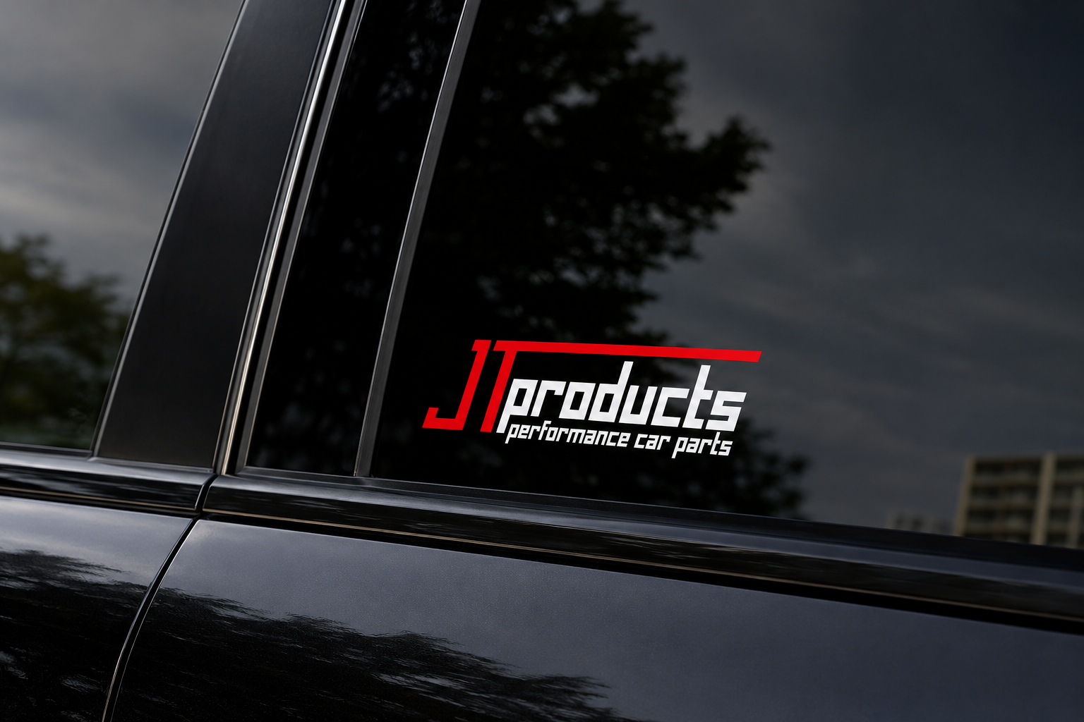 JT-Products Performance Car Parts Sticker Rood Wit