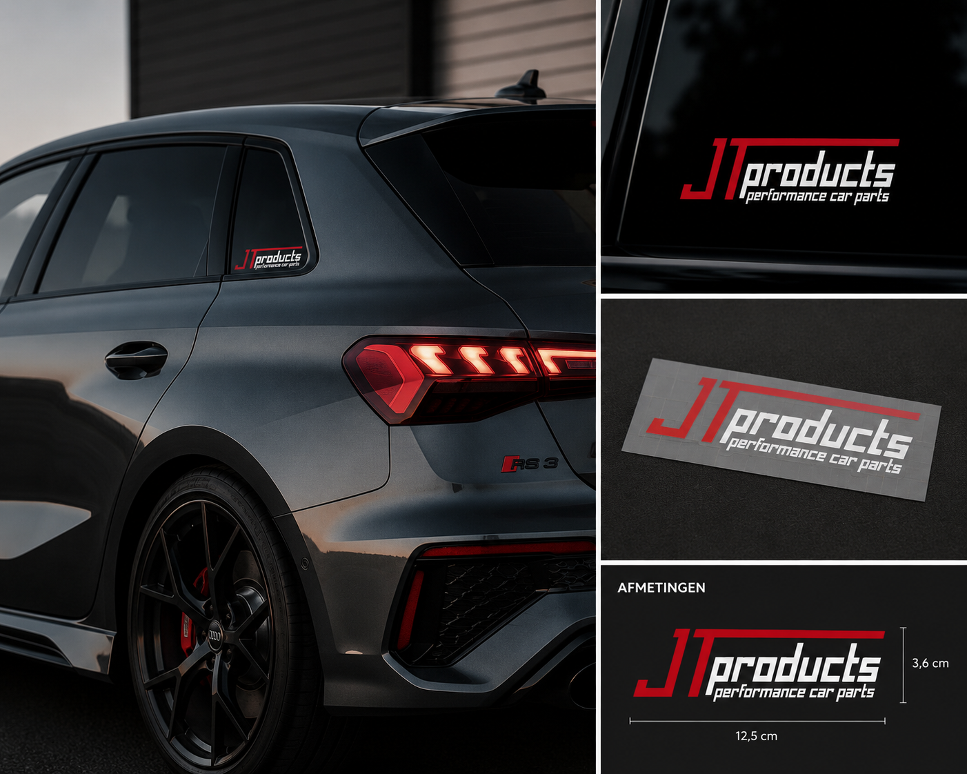 JT-Products Performance Car Parts Sticker Red White