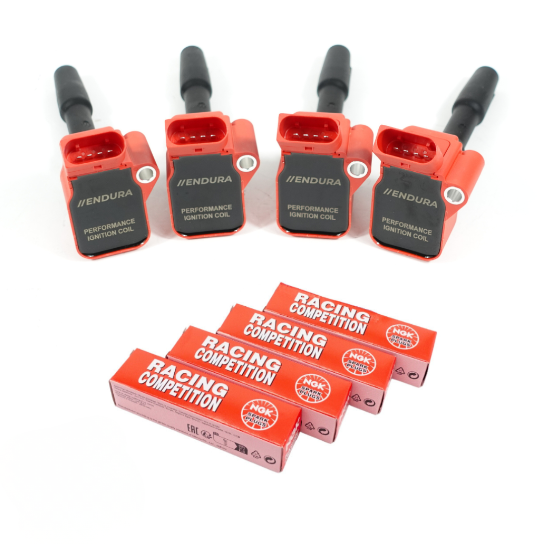 Bobines d'allumage haute performance MEGADEAL Endura + bougies d'allumage NGK Racing pour moteurs VAG 2.0 TSI MQB (Golf 7.8R / S3 / Leon Cupra)