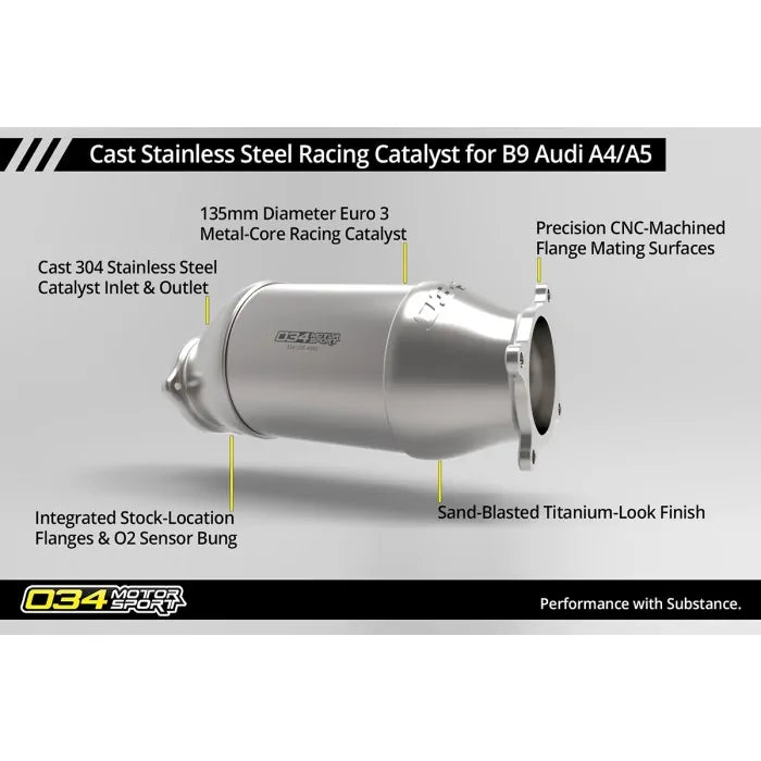 034 Motorsport Racing Katalysator RVS Audi A4 A5 & Allroad 09