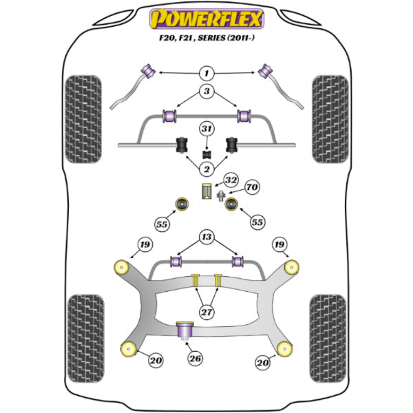 Powerflex Verstevigde achter uitlaatophangingsbus BMW M135i / M240i / 335i / M2 / M4 F8x / Cooper S F56 2