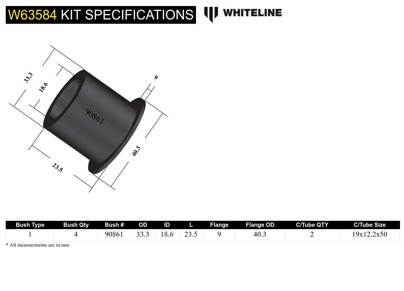 Whiteline Achterste onderste draagarmen voorste bussen Nissan GTR R35