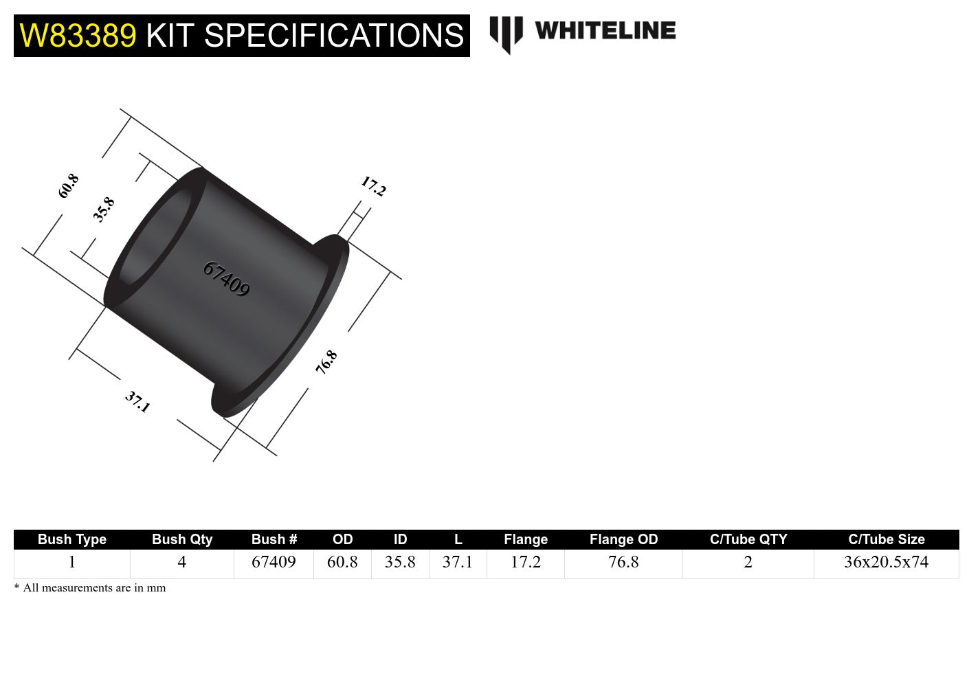 Whiteline Chassis bussen Nissan 350Z