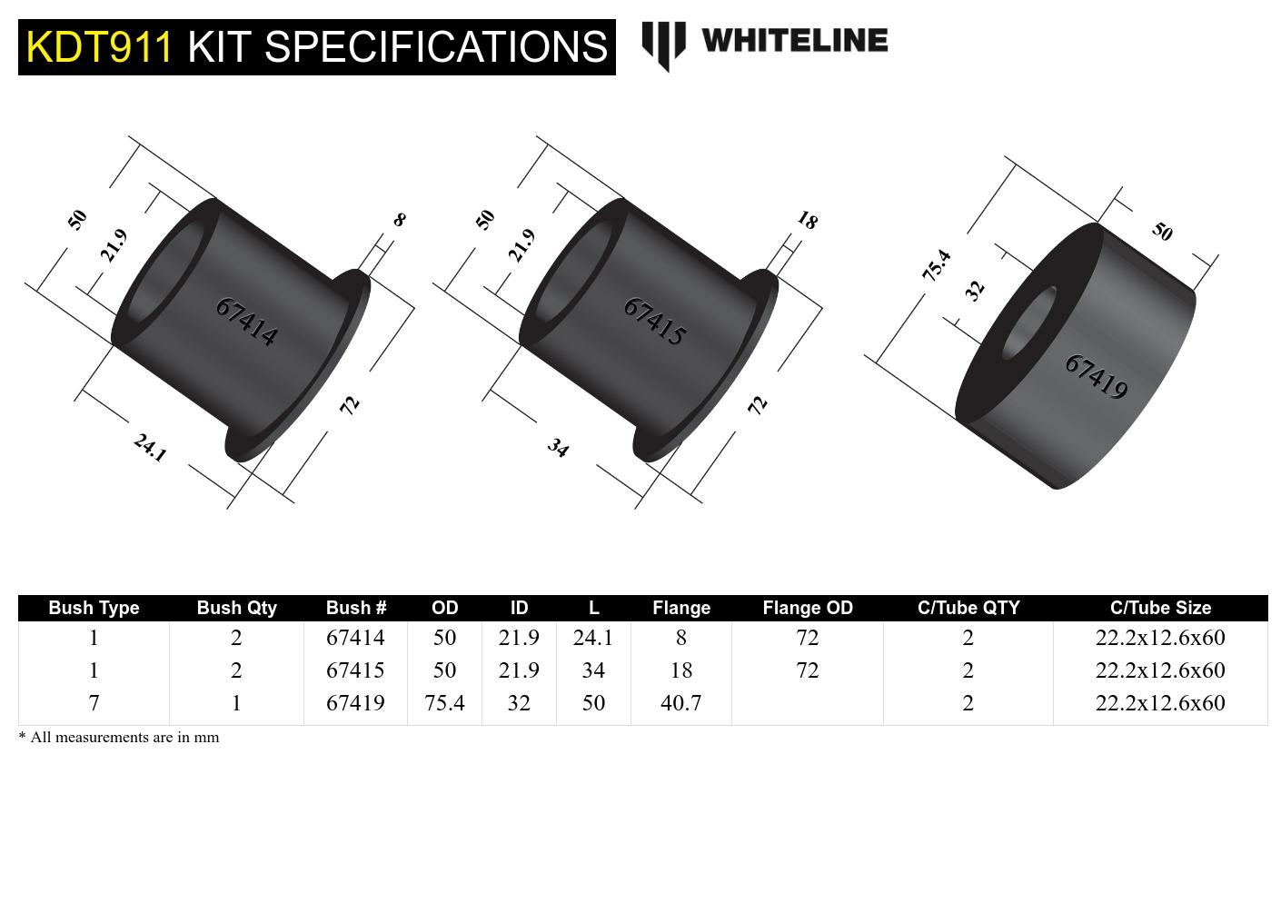 Whiteline Differentieel montagebussen Nissan 350Z / 370Z