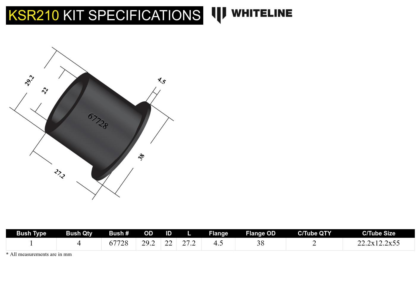 Whiteline Stuurhuis bussen kit Toyota GT86 / Subaru BRZ