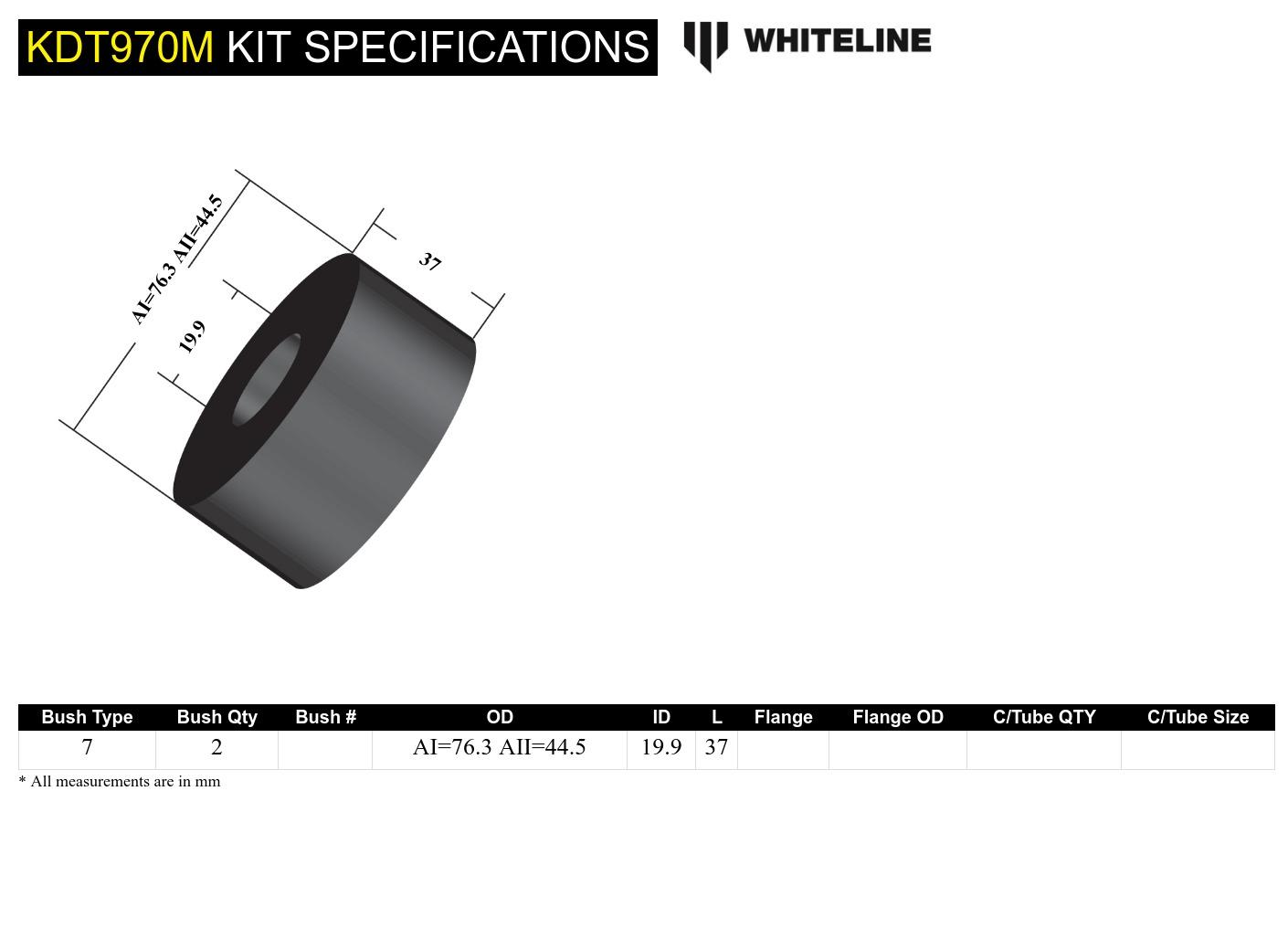 Whiteline Transmissiebevestiging inserts Hyundai I20N / I30N
