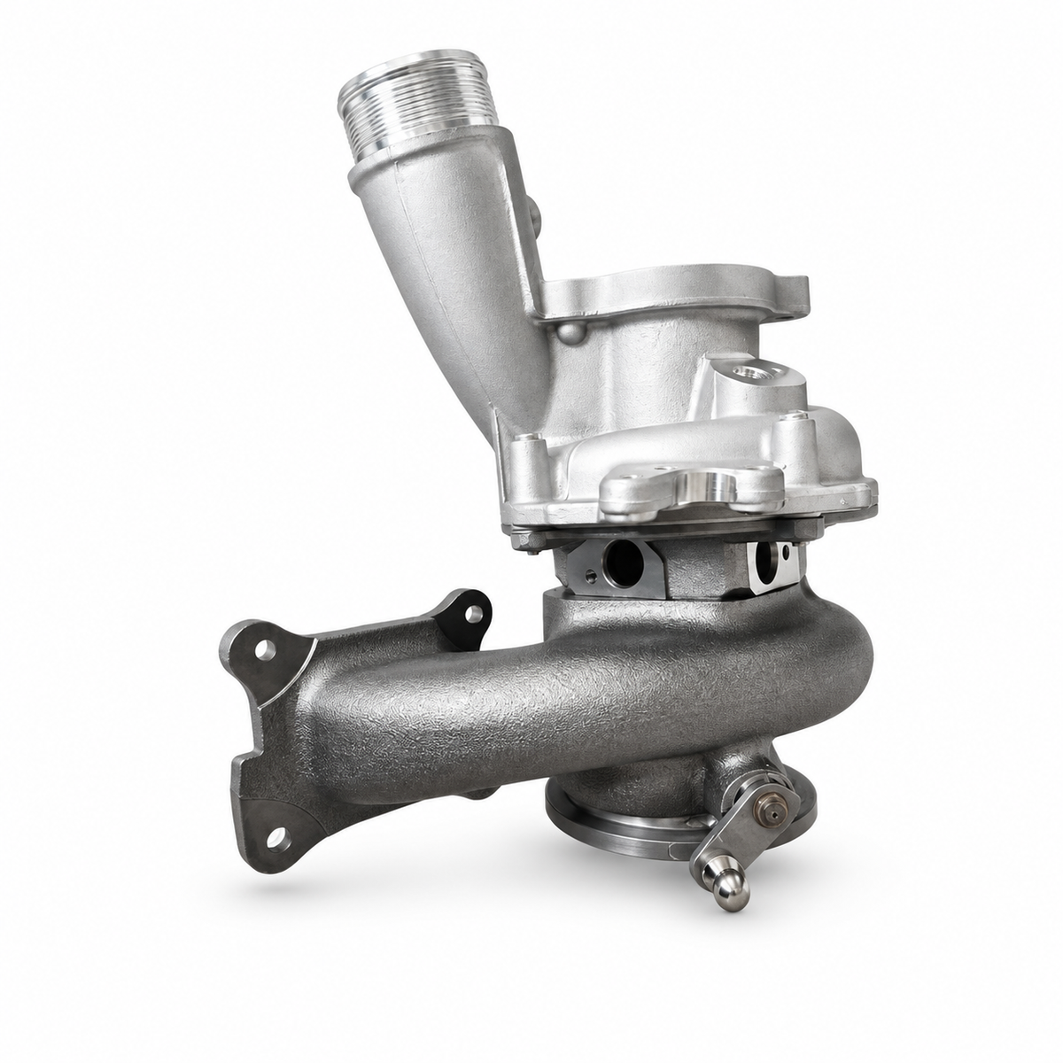 Achteraanzicht van de ENDURA G25-660 turbo met turbinehuis en wastegatebediening