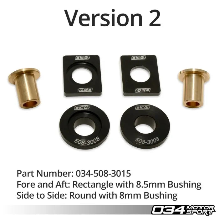 034Motorsport - Billet Solid Shifter Bushing Kit – Audi A3 8P / VW Golf 5 GTI