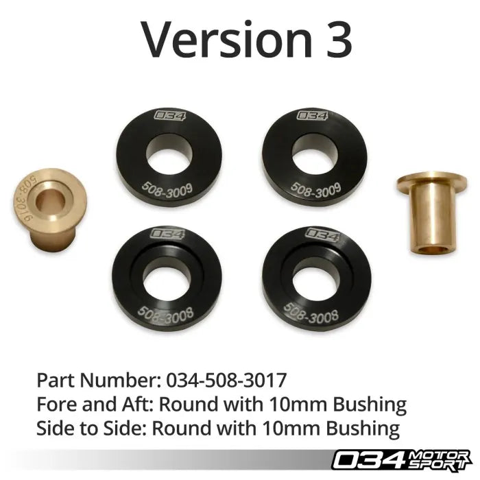 034Motorsport - Billet Solid Shifter Bushing Kit – Audi A3 8P / VW Golf 5 GTI