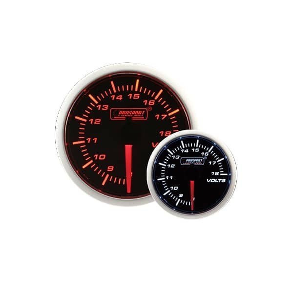Voltmètre Prosport 52mm Blanc Rouge