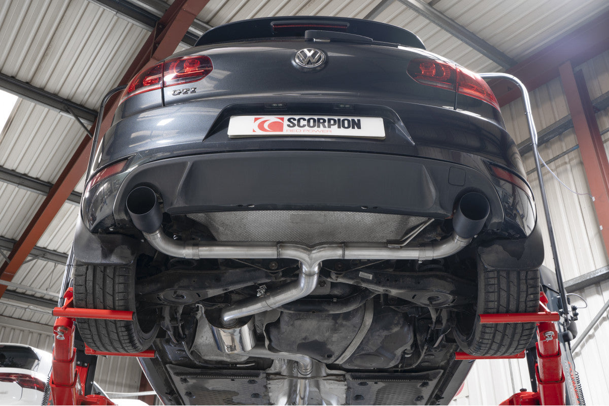 Scorpion Resoneerde Predator Cat Back Zwart MK6 Golf GTI 05