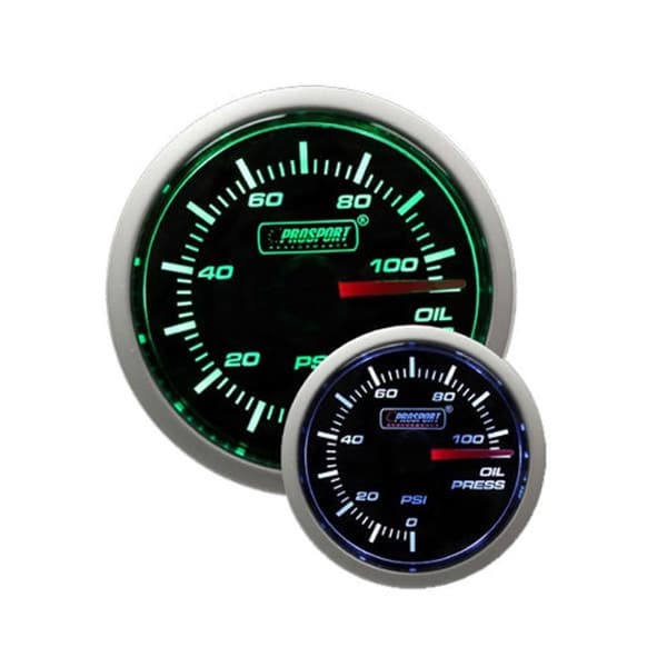 Manomètre de pression d'huile Prosport 52 mm Vert Blanc