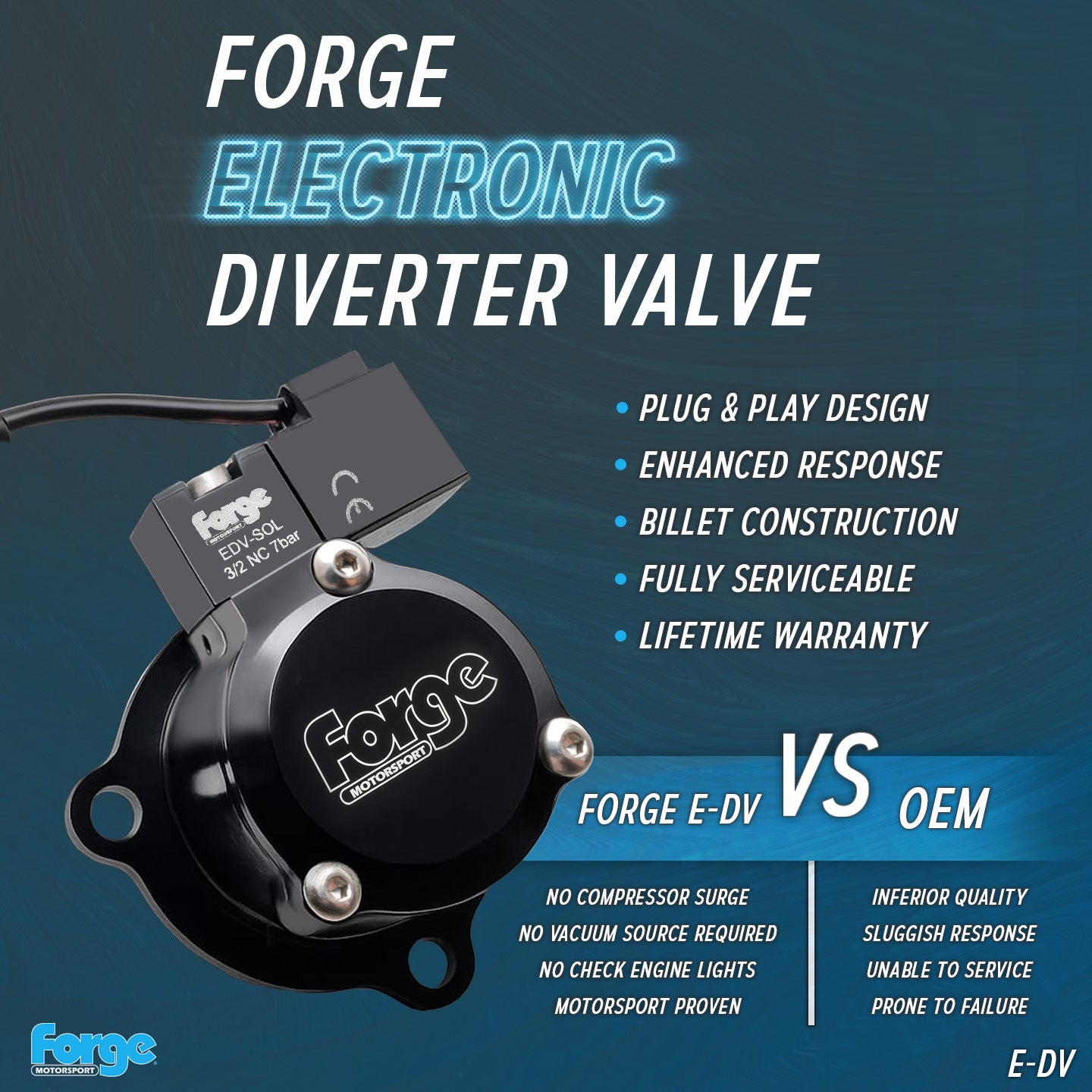 Forge E-DV Diverter Valve Golf 5 GTI / 6R / 7GTI EA113 / EA888.1/2/3