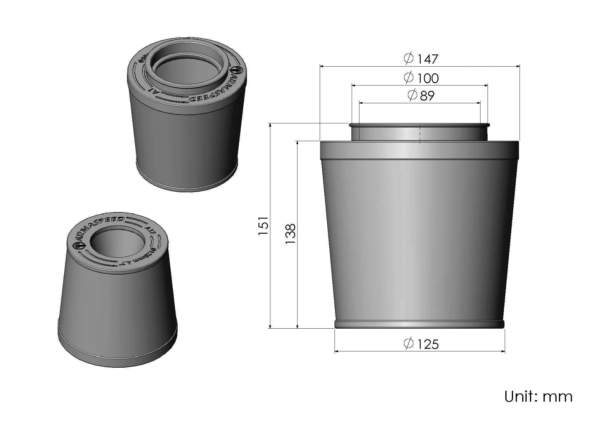 Filtr powietrza stożkowy Armaspeed Audi A4 B8 B8.5 2