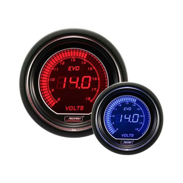 Voltmètre Prosport Evo 52mm Rouge Bleu