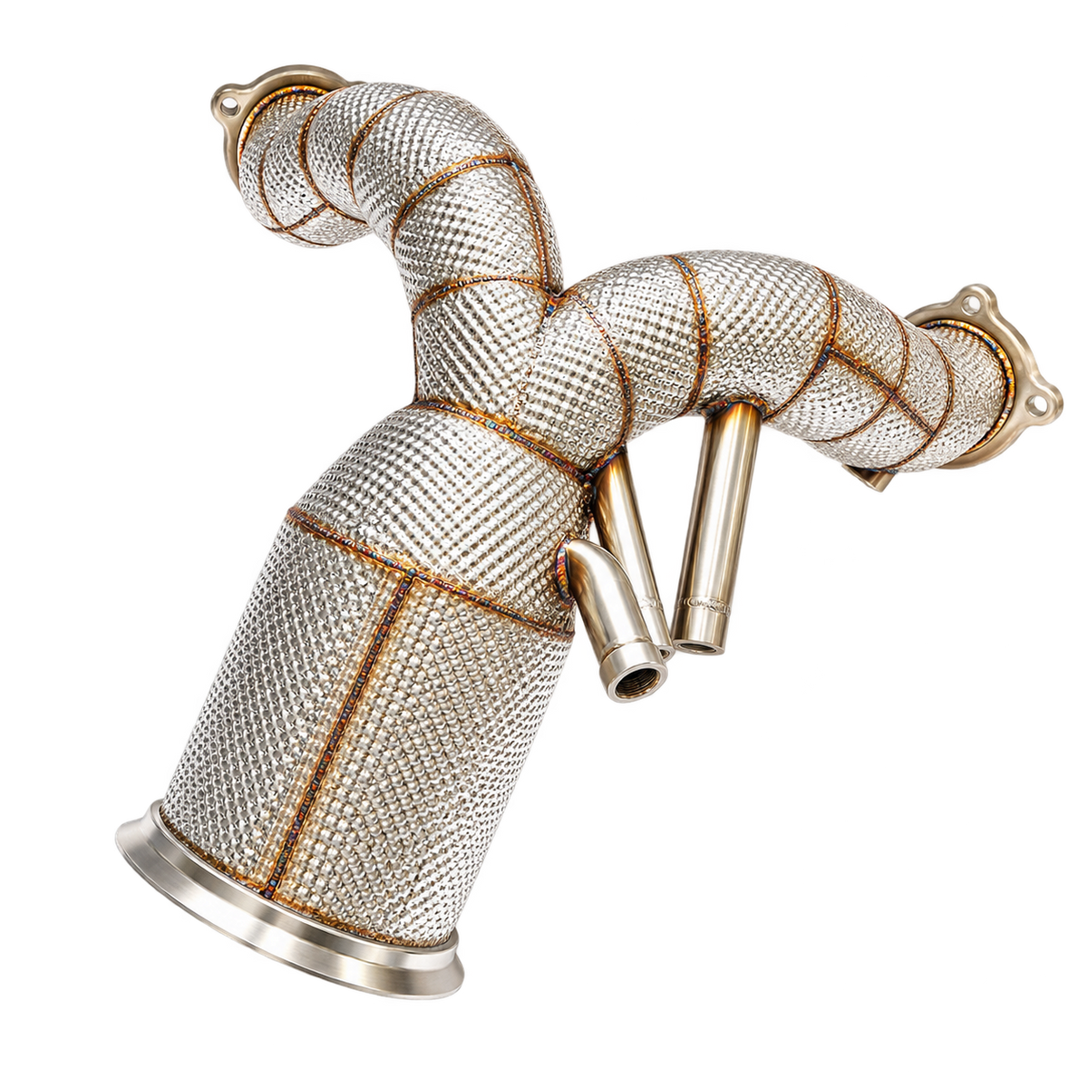 Endura Downpipe Audi Q8 55 TFSI / 60 TFSI 3.0 V6 OPF/GPF - decat of met sportkatalysator – schuin overzicht