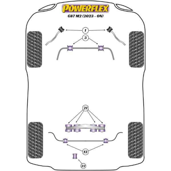 Powerflex Voorste draagarm bussen BMW M2 G87 / M3 G80, G81 en M4 G8x 4