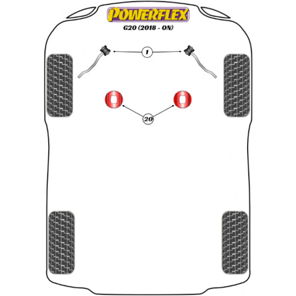 Powerflex Voorste draagarm naar chassis bussen BMW 340i G20 / 440i G2x 4