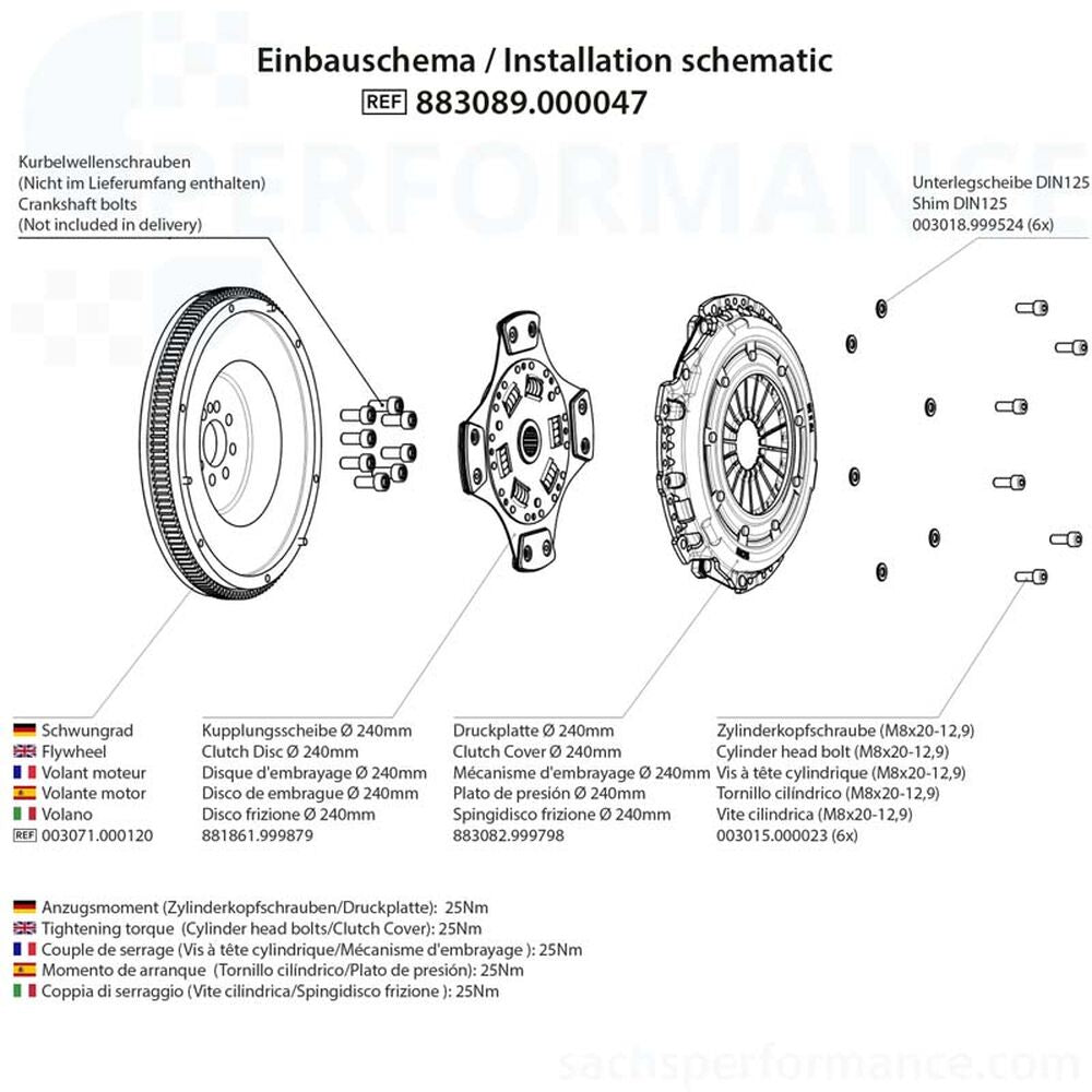 Sachs Performance Koppelingskit met vliegwiel Volkswagen Golf 6 GTI