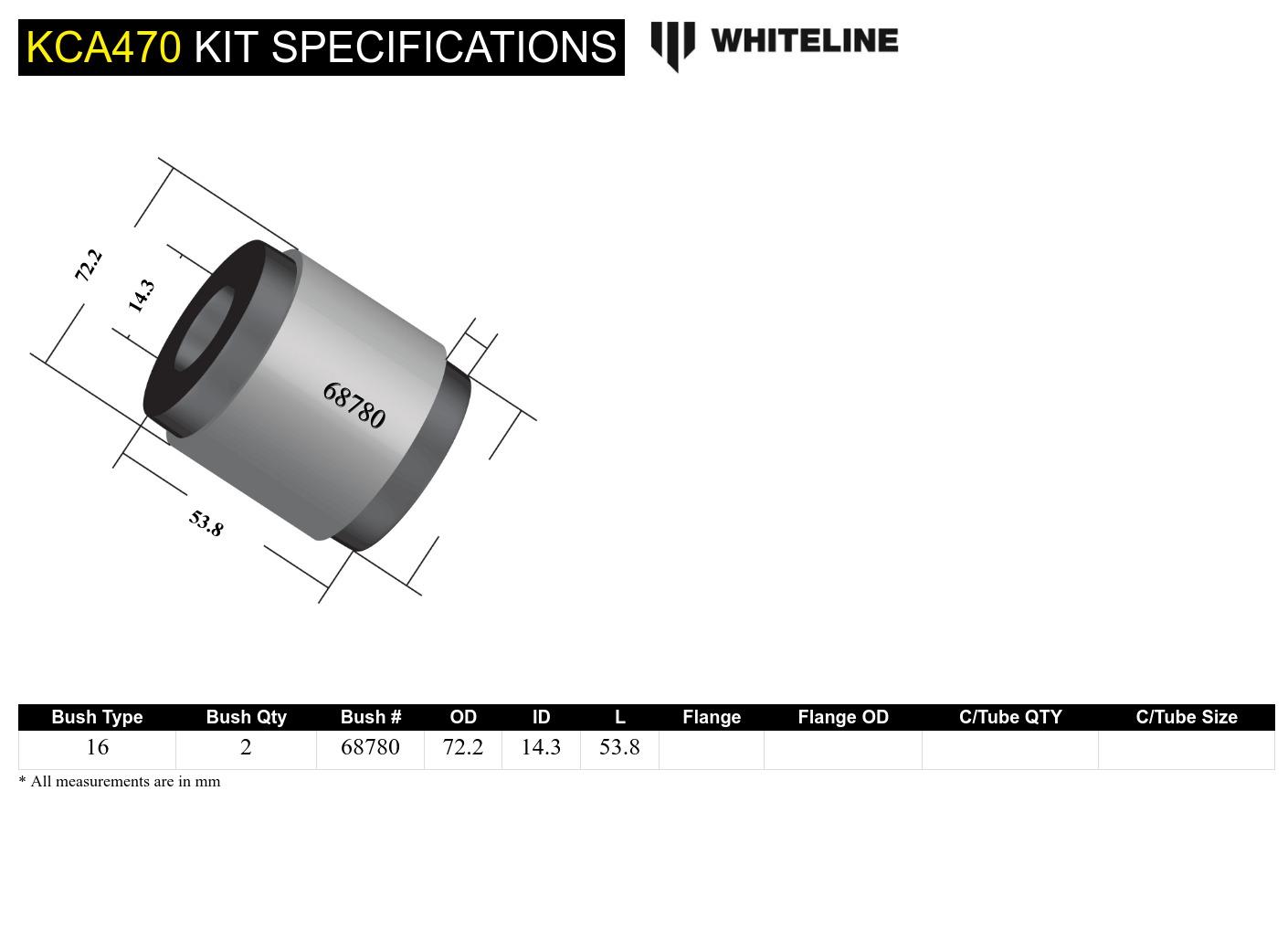 Whiteline Achterste draagarm binnenste achterste bussen Mitsubishi Lancer Evo 10