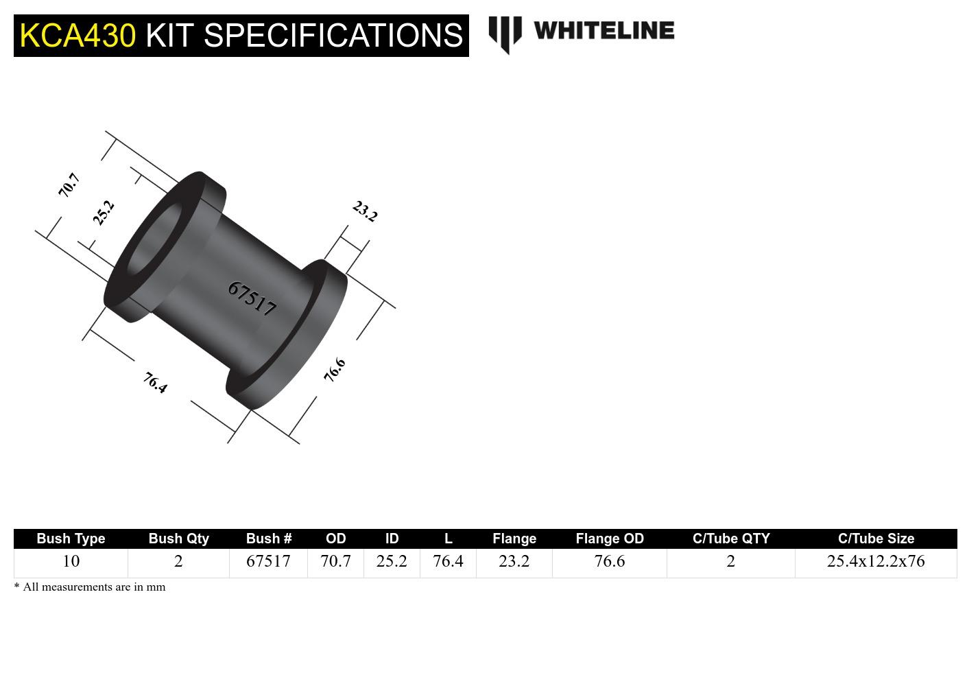 Whiteline Voorste radiusarm lager BMW 1M / 135i E8x en M3 / 335i E9x