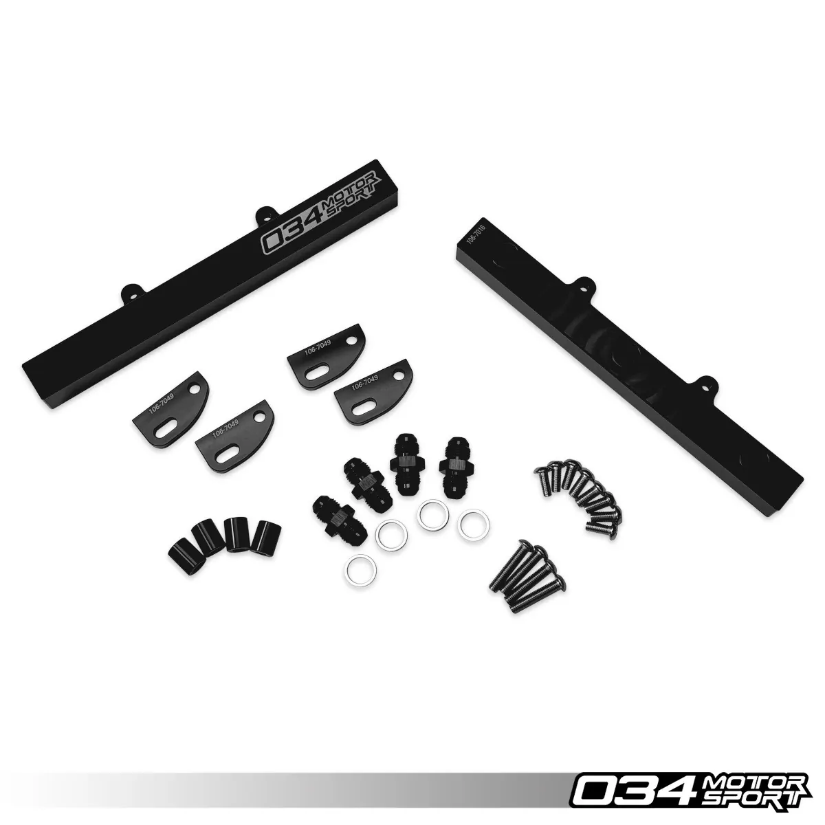 034 Motorsport Fuel Rail Set de aluminio con soportes 02